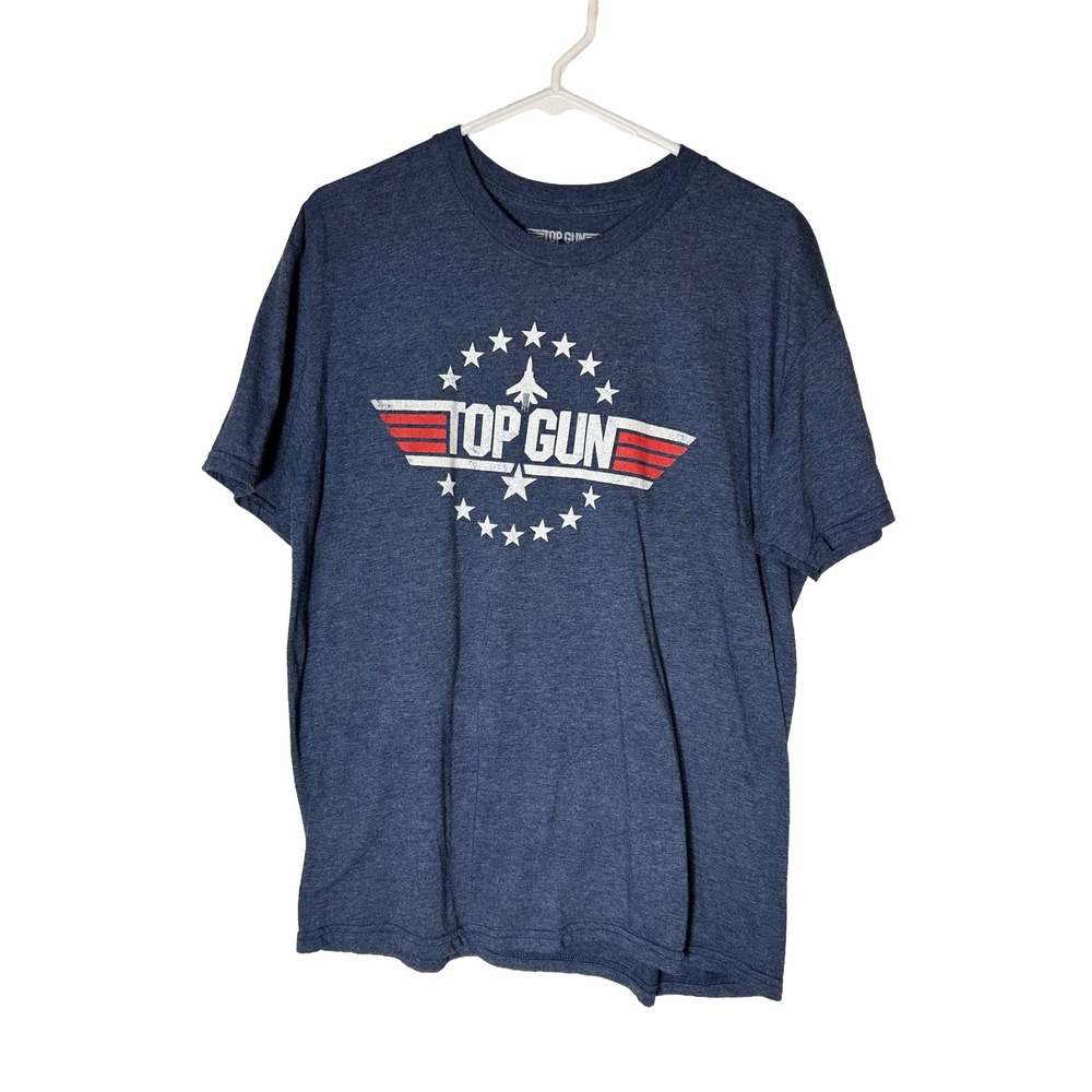 Top Gun Movie Graphic T-Shirt Mens Large Heather Navy Blue Short Sleeve Logo Tee
